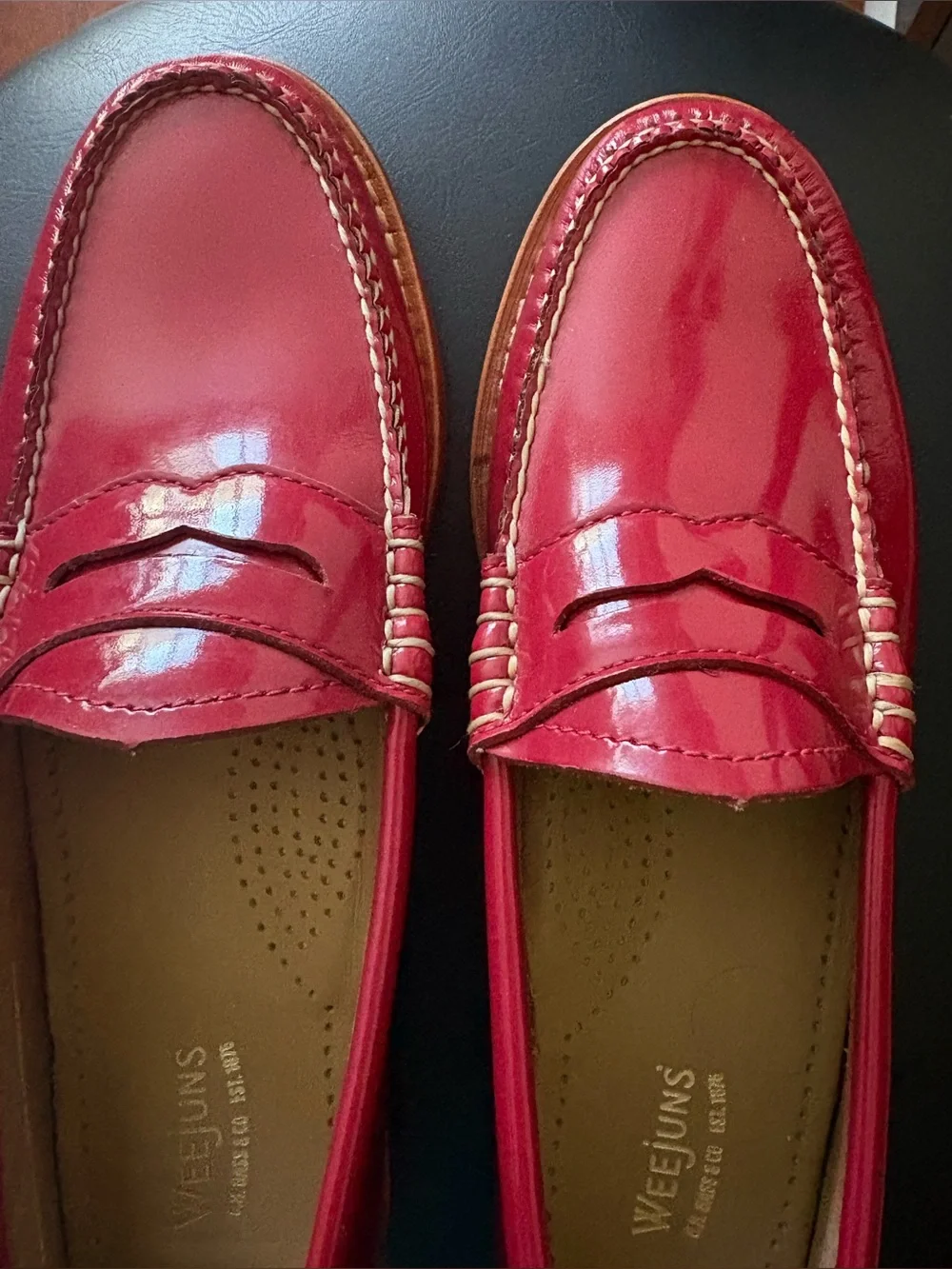 G.H. Bass & Co. VEEJuns Red Patent Leather Penny Loafers 6.5M